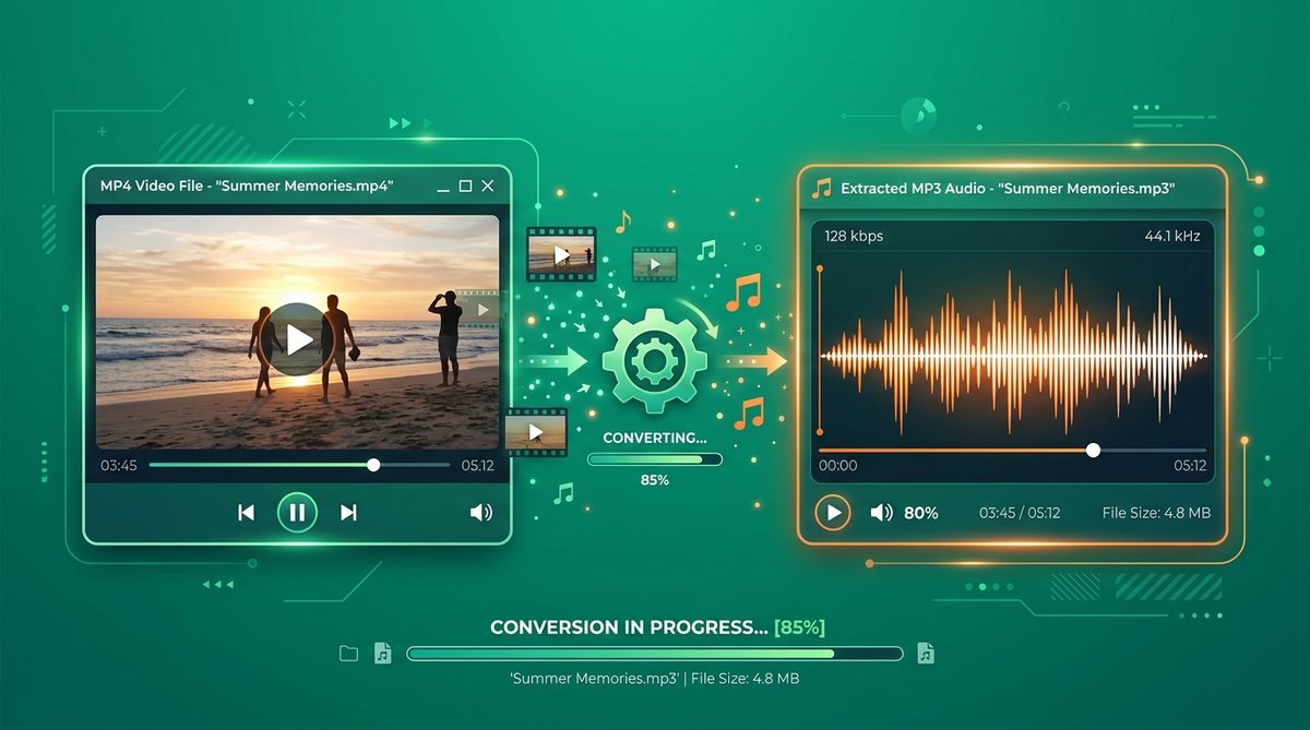 MP4 to MP3 Audio Extraction Graphic
