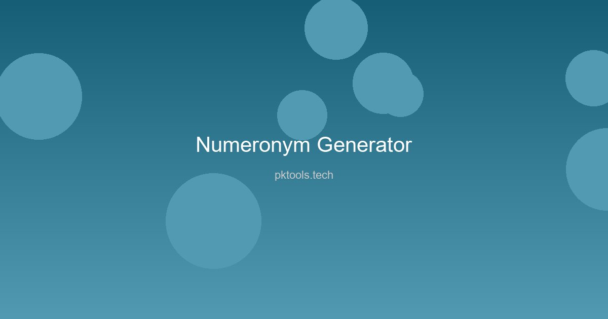 Numeronym Generator showing word conversion